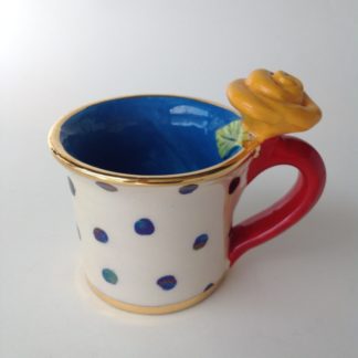 ‘Polka Dot Expresso with Yellow Rose’