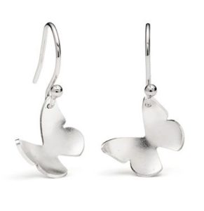 Silver Butterfly Drop Earrings Small