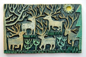 ‘Reindeers’ Ceramic Relief