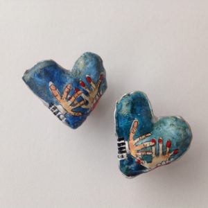 Papier-Mâché Love Heart Studs