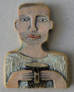 Ceramic Relief  Man with Coffee