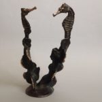 Bronze Double Seahorse with patination