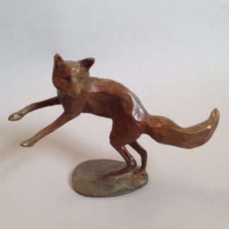 Fox Leaping in Bronze
