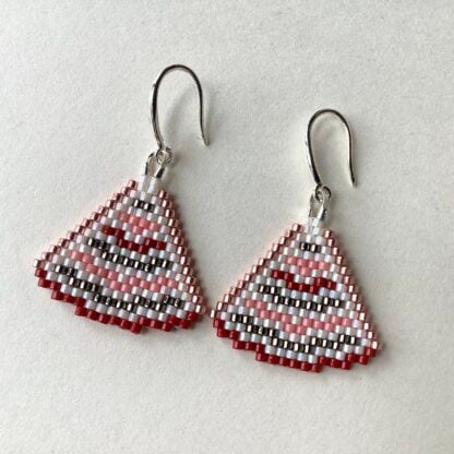 ‘Rose and Silvery White  Fan Earrings’