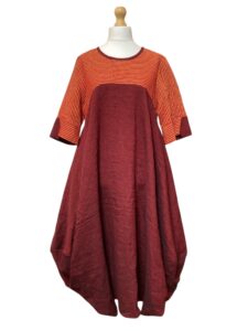 'Tulip Dress' Orange and Red Linen