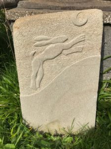 Hand Carved Sculpture Hare and Moon