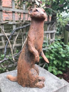 Iron Resin Stoat Sculpture 