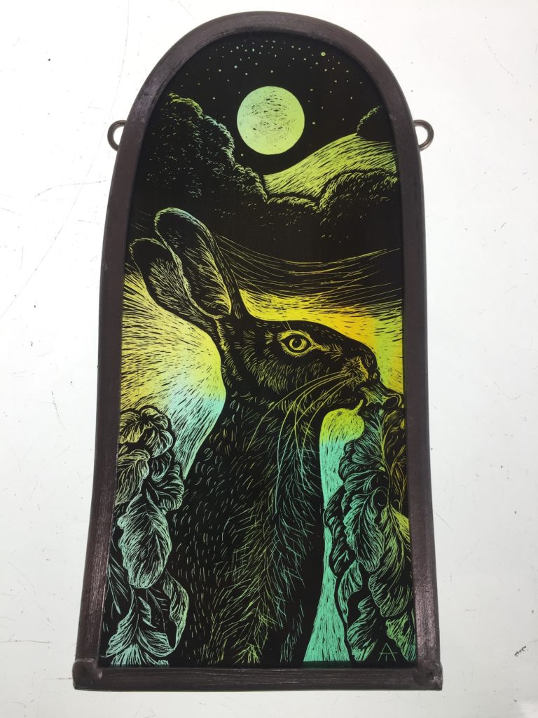 Stained Glass Panel  ‘Nighttime Nibbler’