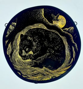 'Mama Bear' Stained Glass Panel