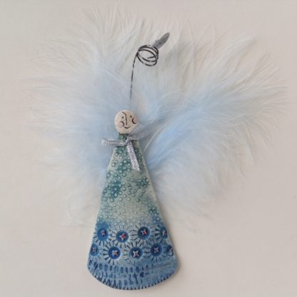 Angel Hang Up Blue Feathers