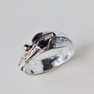 ‘Silver Ring with Leaf & Gold Blob'