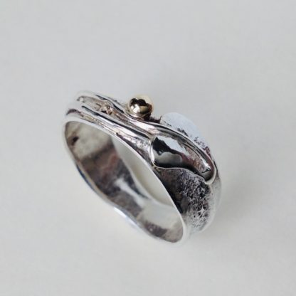 ‘Silver Ring with Leaf & Gold Blob'