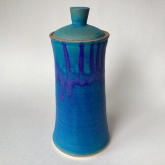 Tall Blue Stoneware Jar