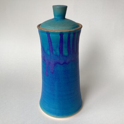 Tall Blue Stoneware Jar