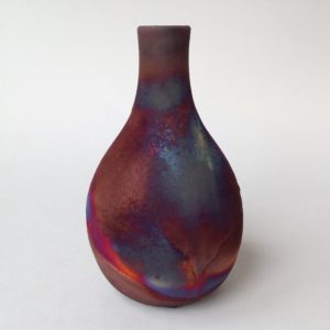 Thick Necked Raku Fired Bottle