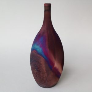 Slender Necked Raku Fired Bottle