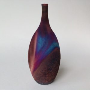 Slender Necked Raku Fired Bottle