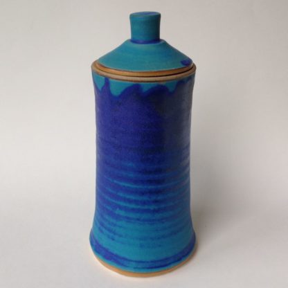 Tall Blue Stoneware Jar