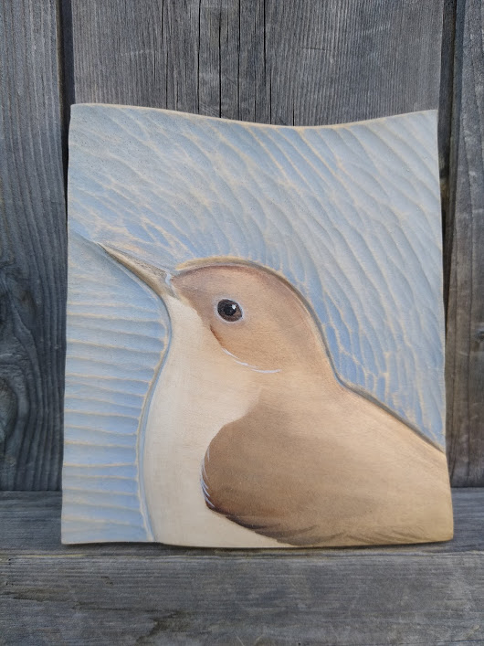 Relief Wood Carving Nightingale