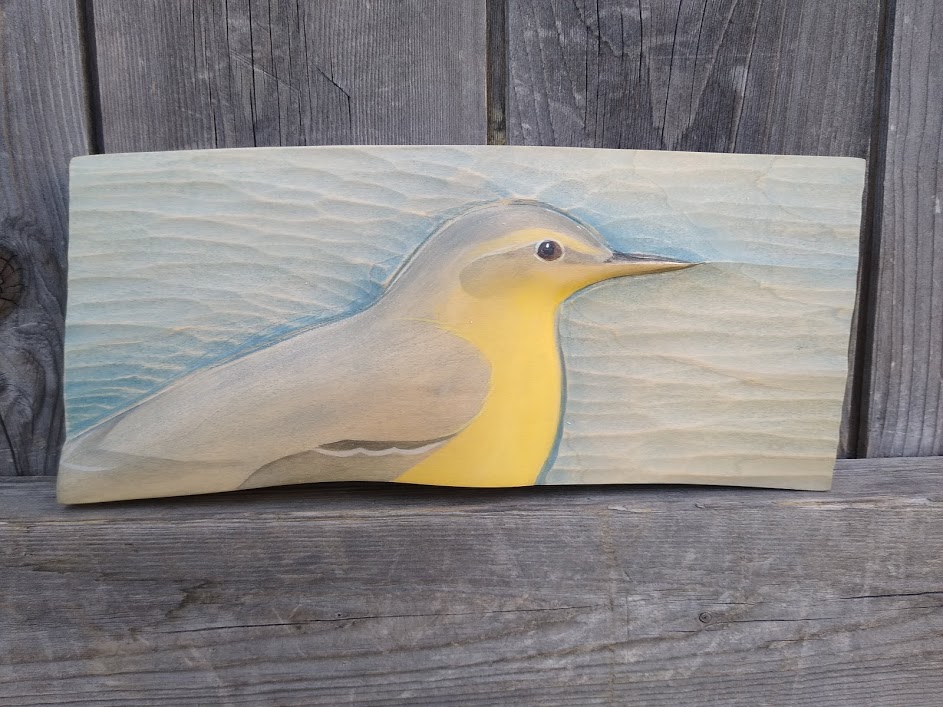 Relief Wood Carving Yellow Wagtail