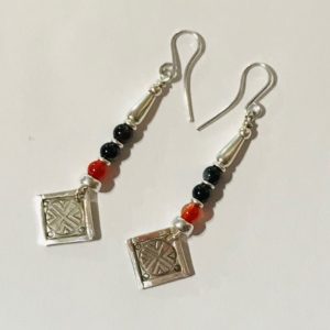 Onyx and Carnelian Earrings