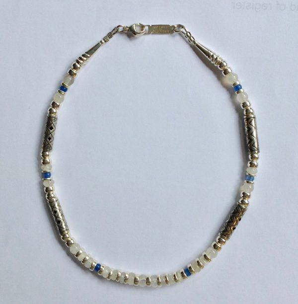 Silver Necklace with Rainbow Moonstone
