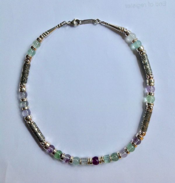 Silver Necklace with Fluorite