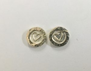 Silver Studs with Gold Heart