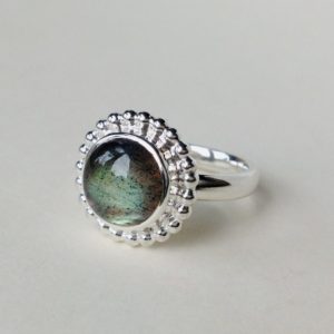 Round Cabochon Ring with Labradorite