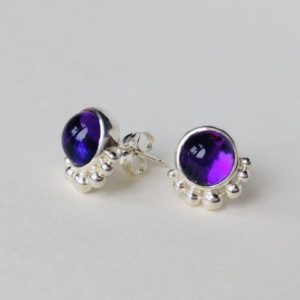 Round Amethyst Studs