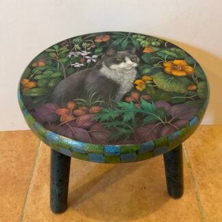 ‘Kitty & Nasturtiums’ Stool