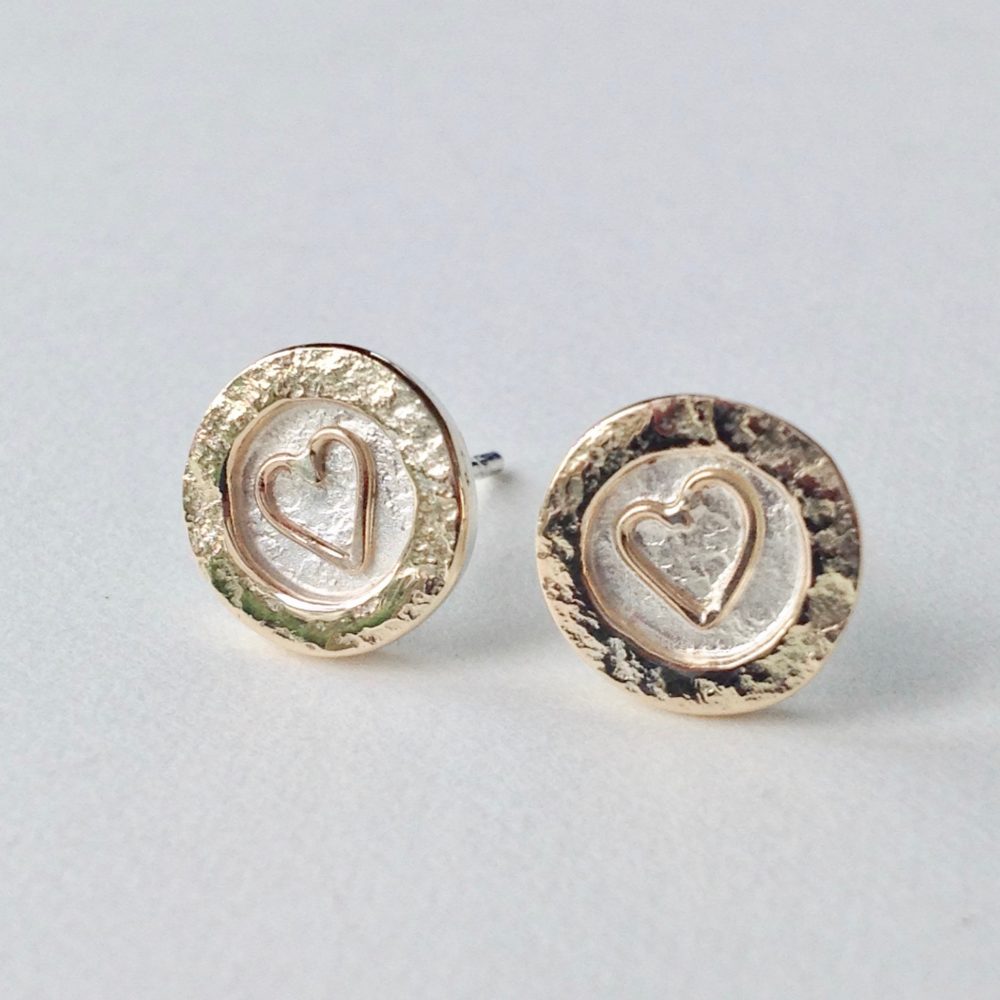 Silver Studs with Gold Heart - Old Chapel Gallery