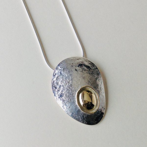 Silver Textured Oval Pendant