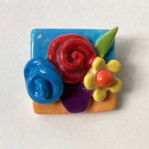 ‘Blue & Red Roses’ Brooch