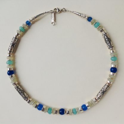 Blue Carnelian with Serpentine Necklace