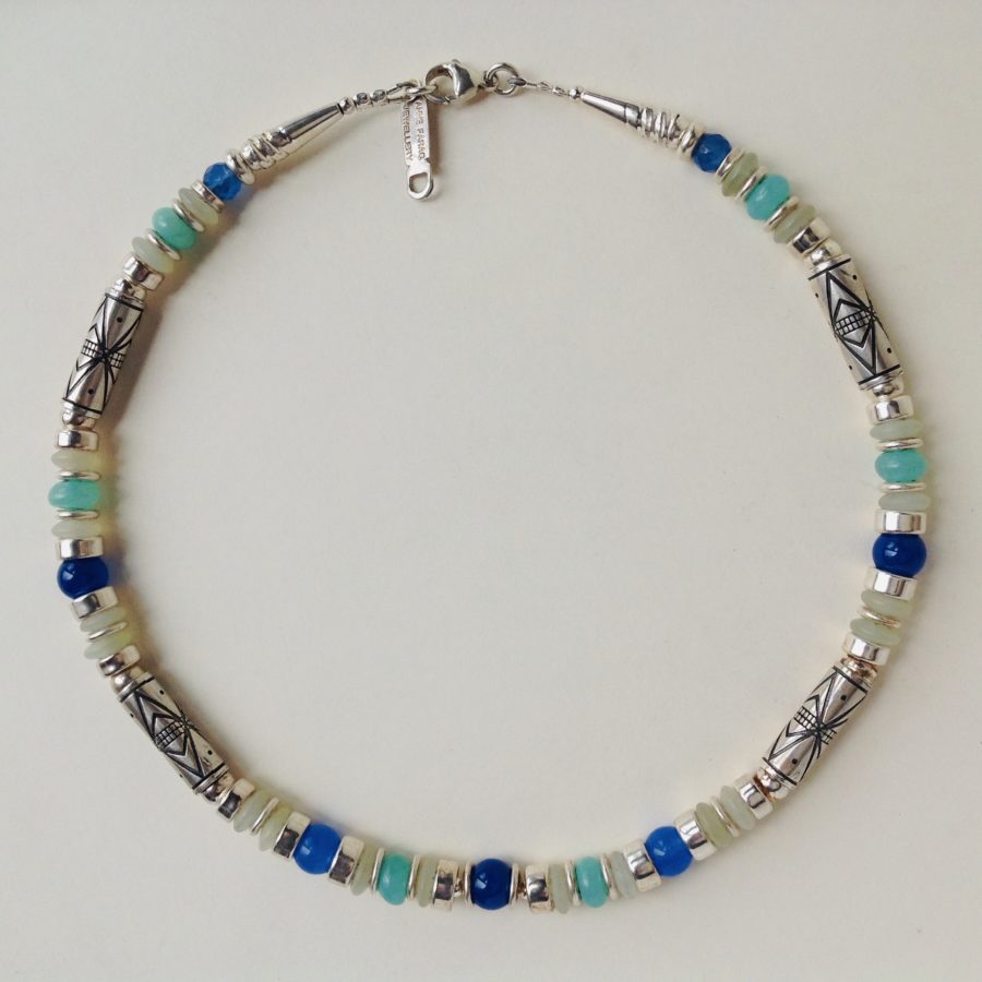 Blue Carnelian with Serpentine Necklace - Old Chapel Gallery