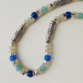 Blue Carnelian with Serpentine Necklace