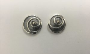 Silver Stud  Spiral Earrings