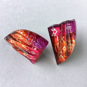 'Zingy Pink Quarter Moon' Studs