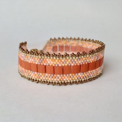 Orange Narrow Beaded Cuff Wristband