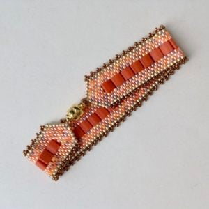 Orange Narrow Beaded Cuff Wristband
