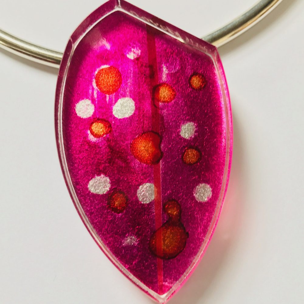 Red Disc Necklace handmade by UK jewellery designer Penny Warren
