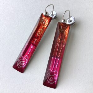 'Zingy Pink' Long Prism Earrings 