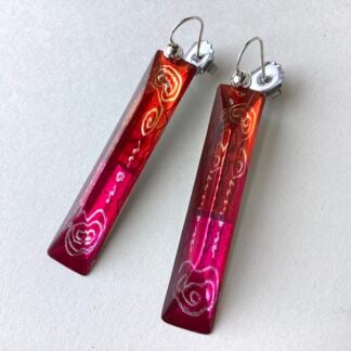 'Zingy Pink' Long Prism Earrings 