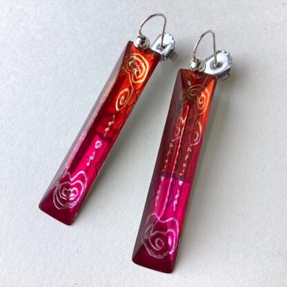 'Zingy Pink' Long Prism Earrings 