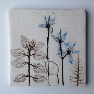 Blue Botanical Ceramic Tile