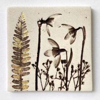 'Snowdrop and Fern' Ceramic Tile