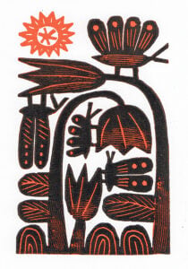 ‘Tulips and Butterflies’ Woodcut