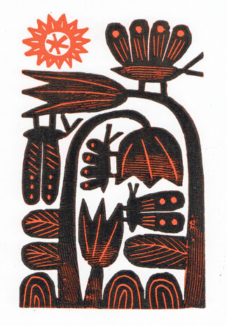 ‘Tulips and Butterflies’ Woodcut