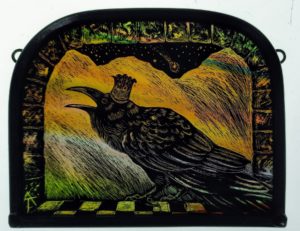 Stained Glass Panel  ‘Raven King’